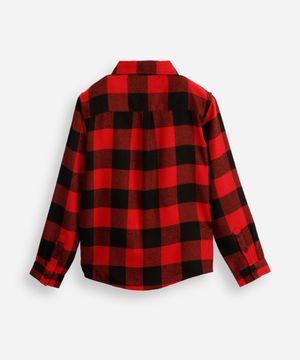 camisa de algodão infantil manga longa xadrez vermelha
