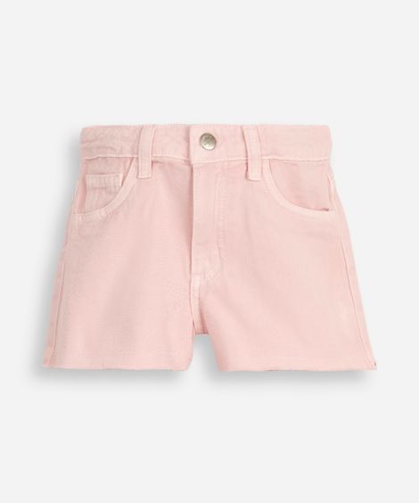 short mom infantil de sarja rosa