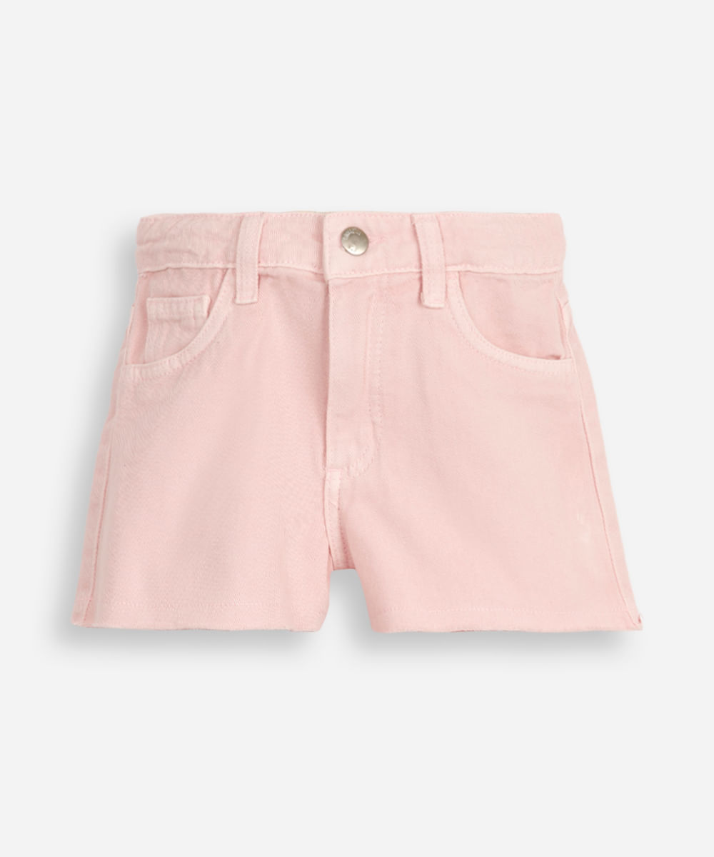 short mom infantil de sarja rosa