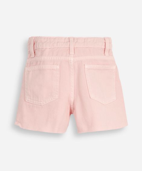 short mom infantil de sarja rosa