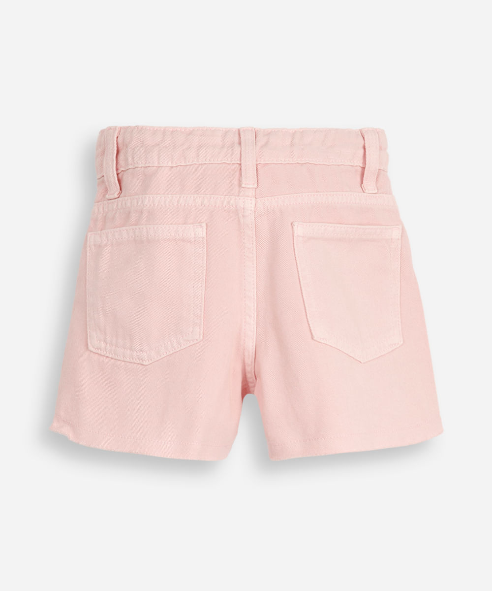 short mom infantil de sarja rosa