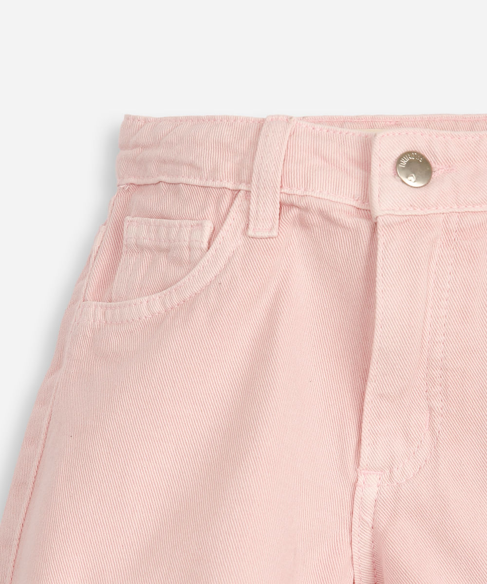 short mom infantil de sarja rosa