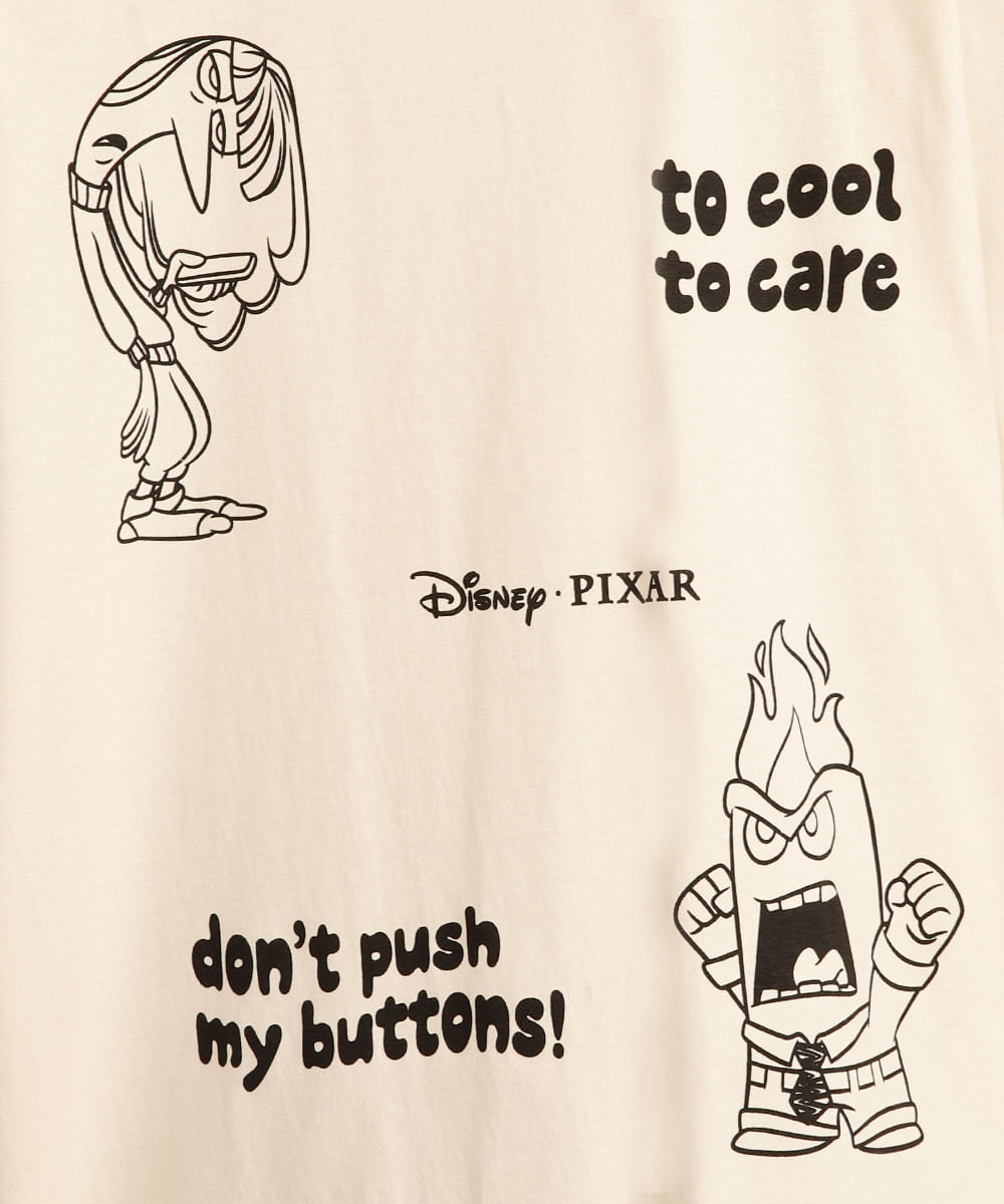 blusa de algodão infantil manga longa divertida mente bege