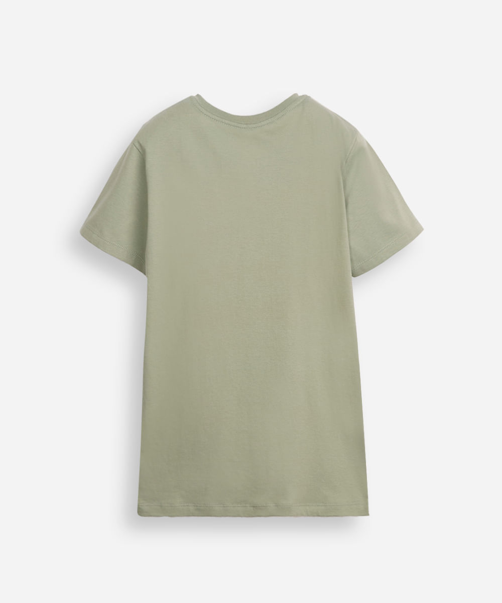 camiseta de algodão infantil manga curta jurassic park verde