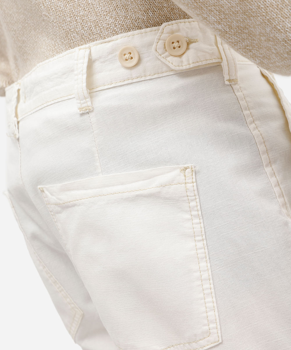 calça reta masculina de sarja texturizada bege