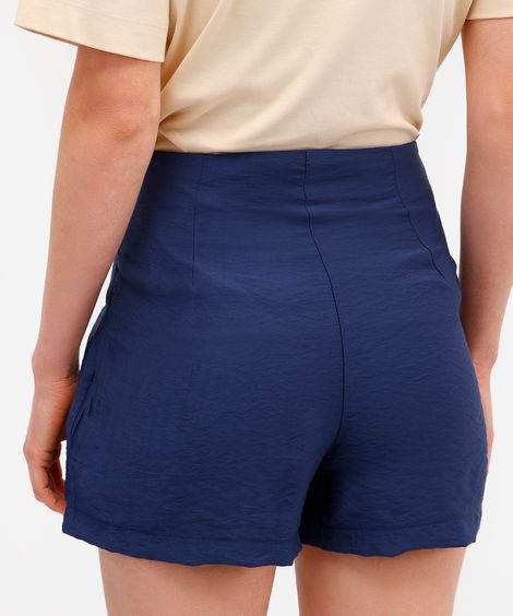 short saia feminino viscose texturizado azul