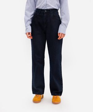 calça reta feminina jeans sawary azul