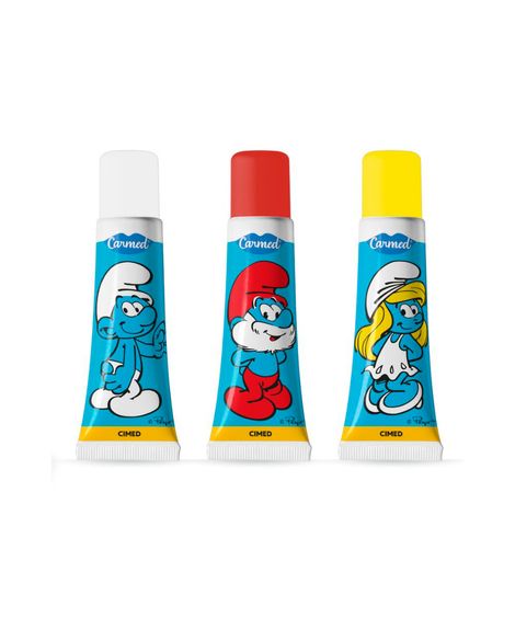 hidratante labial carmed blueberry os smurfs transparente