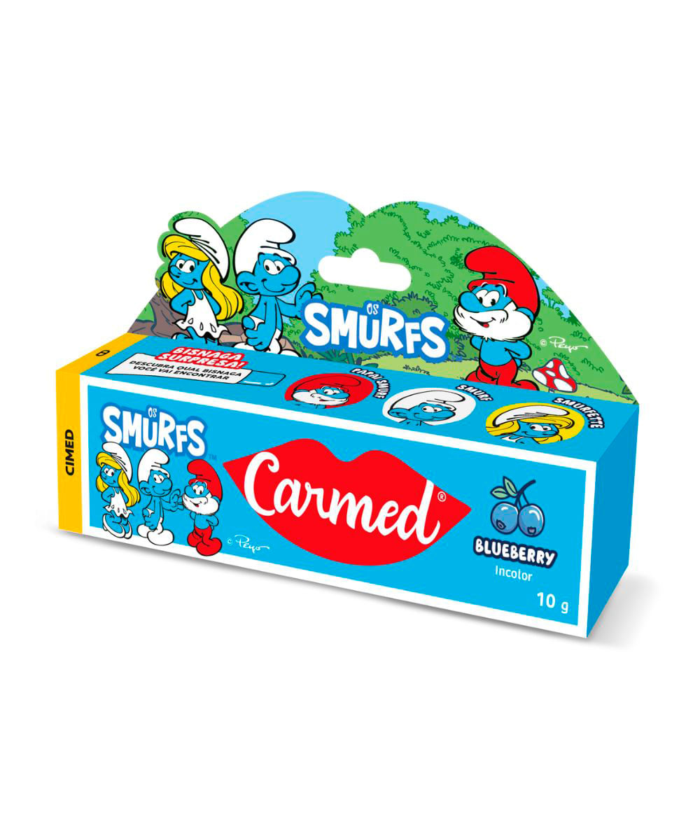hidratante labial carmed blueberry os smurfs transparente