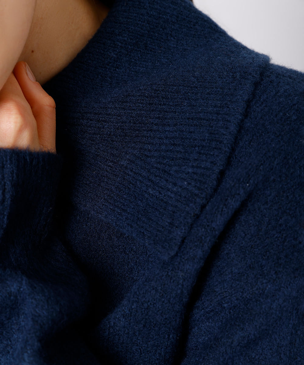 suéter feminino de tricot com gola texturizado mindset azul