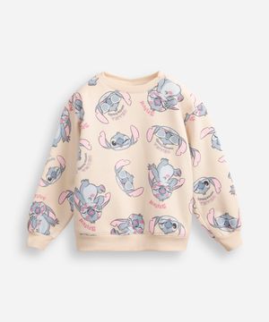 blusão de moletom infantil stitch bege