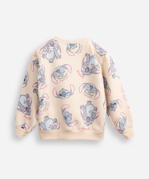 blusão de moletom infantil stitch bege