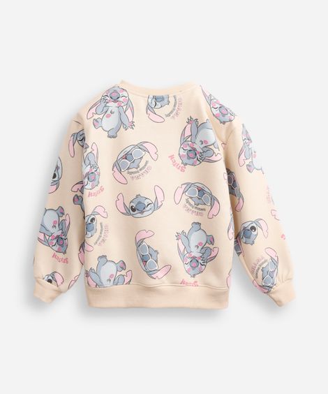 blusão de moletom infantil stitch bege