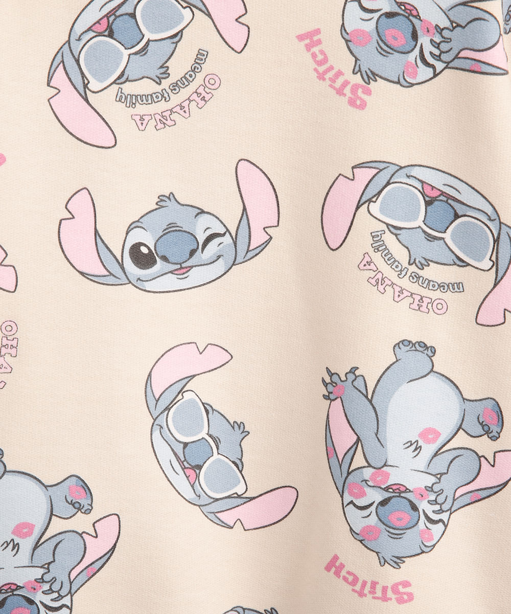 blusão de moletom infantil stitch bege