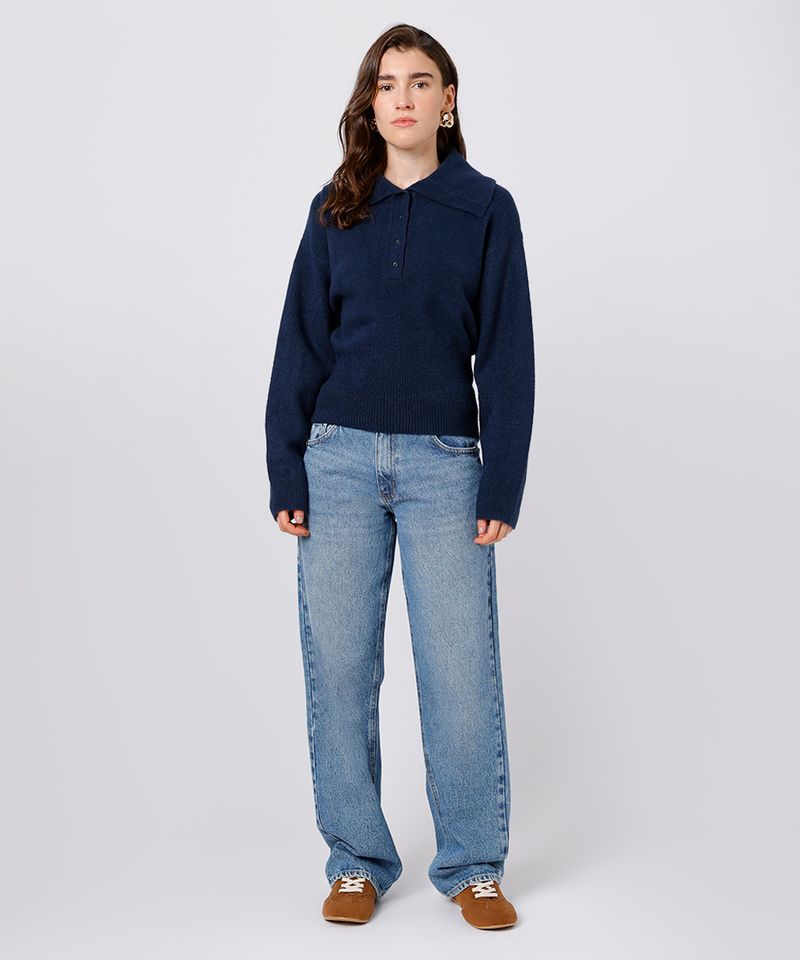 calça reta feminina jeans mindset azul