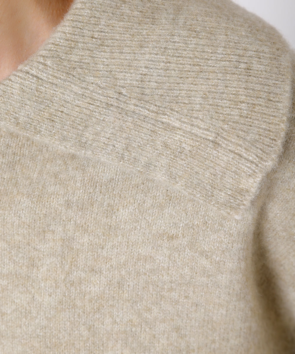 suéter feminino de tricot com gola texturizado mindset bege