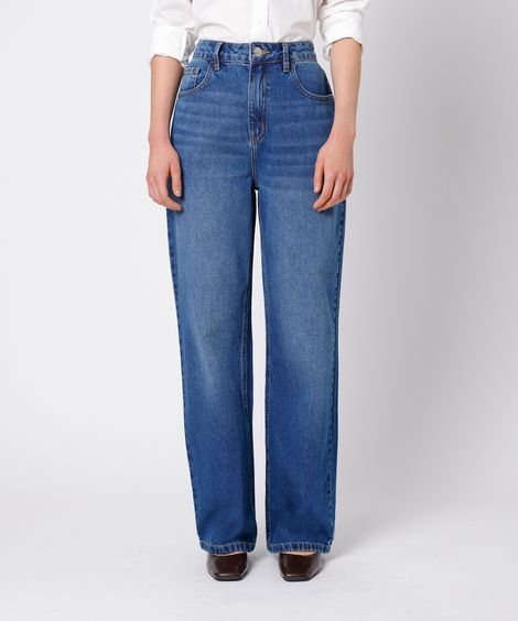 calça reta copenhagen feminina jeans mindset azul