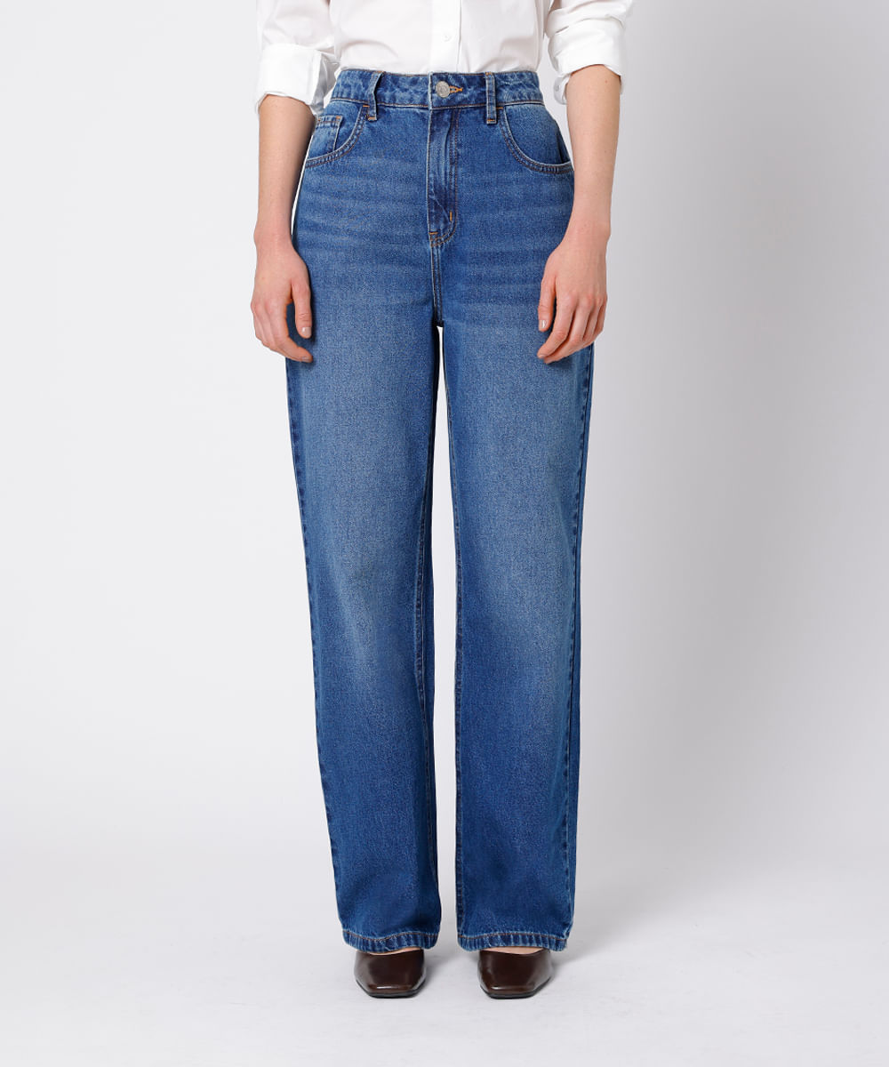 calça reta copenhagen feminina jeans mindset azul