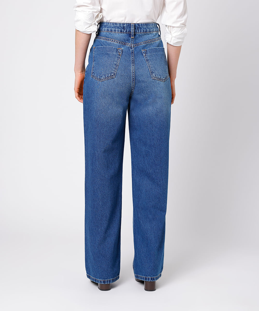 calça reta copenhagen feminina jeans mindset azul