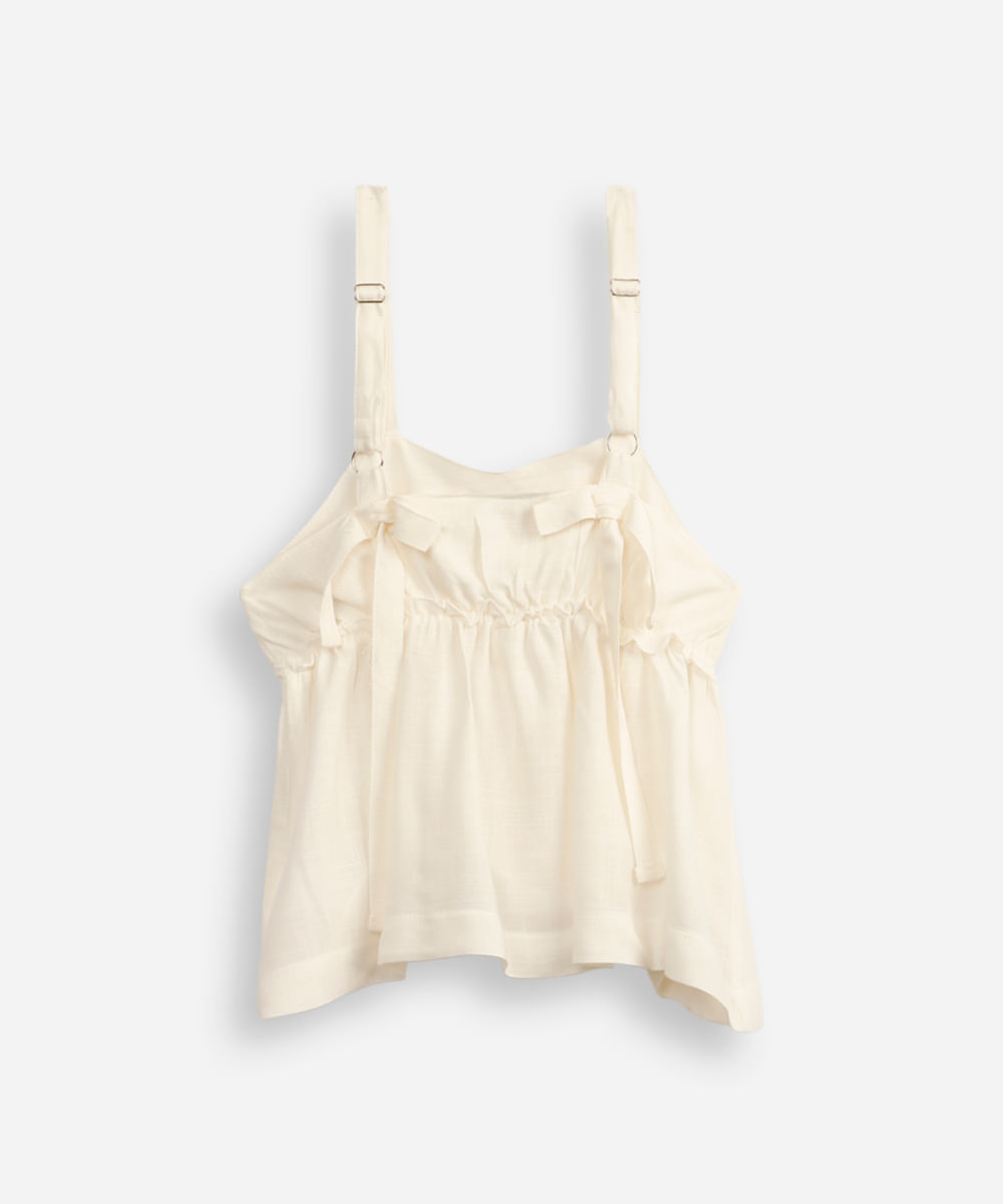 bata de viscose juvenil com laço off white