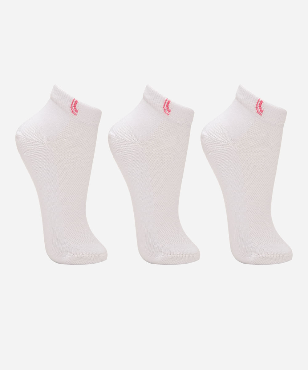 kit de 3 meias femininas cano médio lupo sport branca