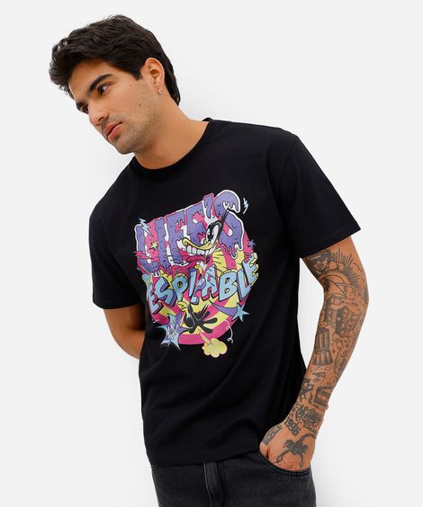 camiseta masculina de algodão patolino preta