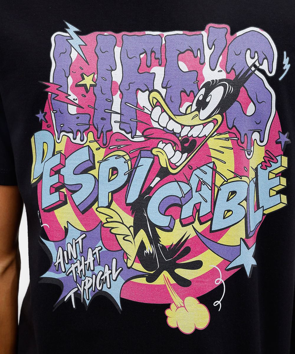 camiseta masculina de algodão patolino preta