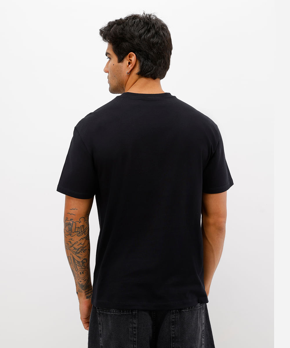 camiseta masculina de algodão patolino preta