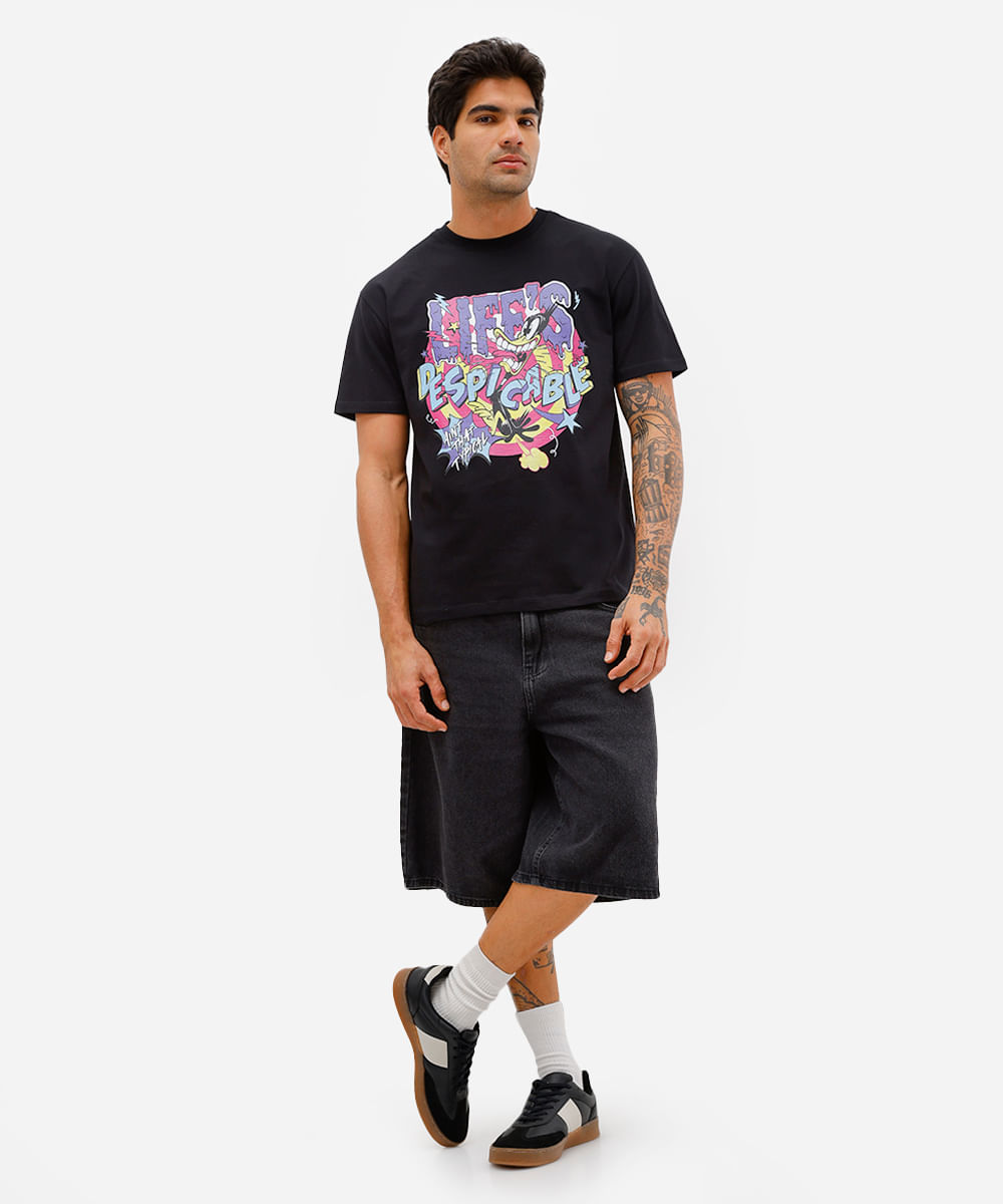 camiseta masculina de algodão patolino preta