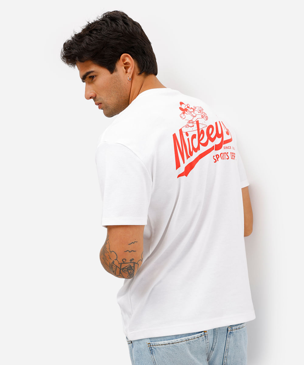 camiseta masculina manga curta mickey off white