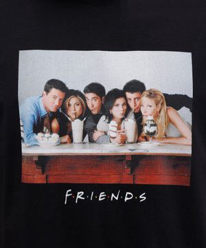 camiseta masculina de algodão friends preta