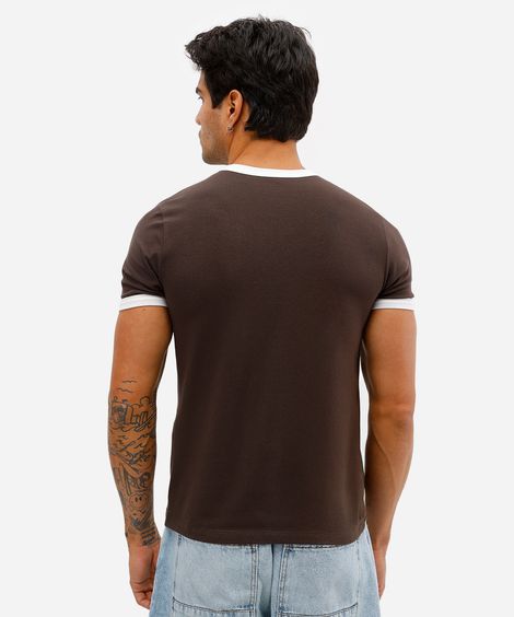 camiseta muscle masculina de algodão new york - marrom escuro