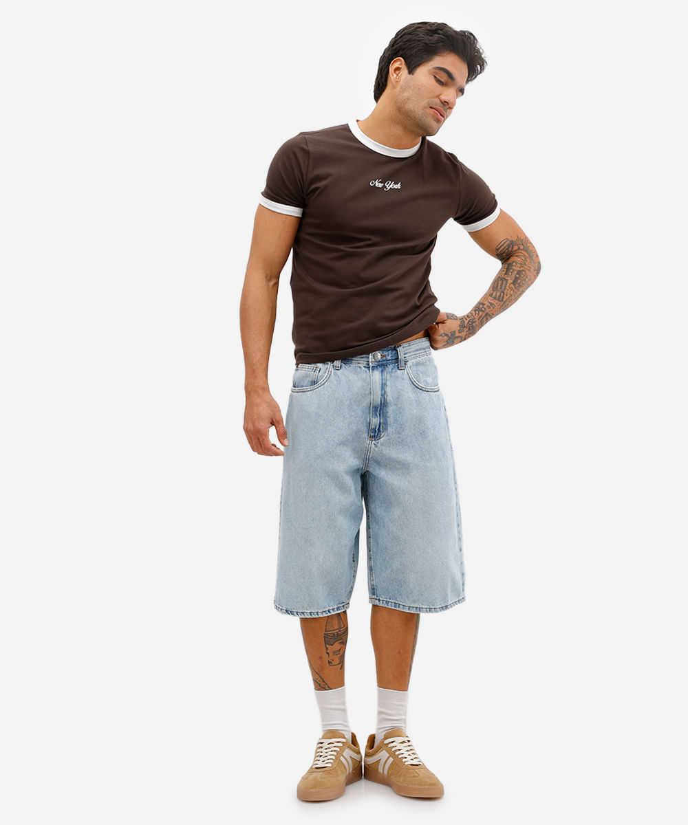 camiseta muscle masculina de algodão new york - marrom escuro