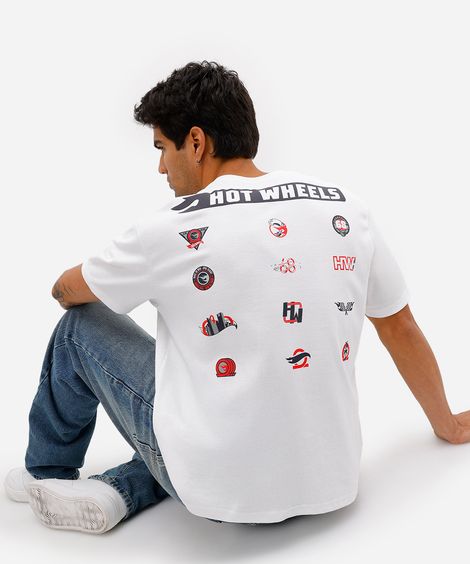 camiseta masculina manga curta hot wheels off white
