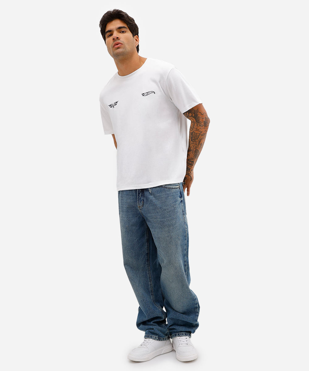 camiseta masculina manga curta hot wheels off white