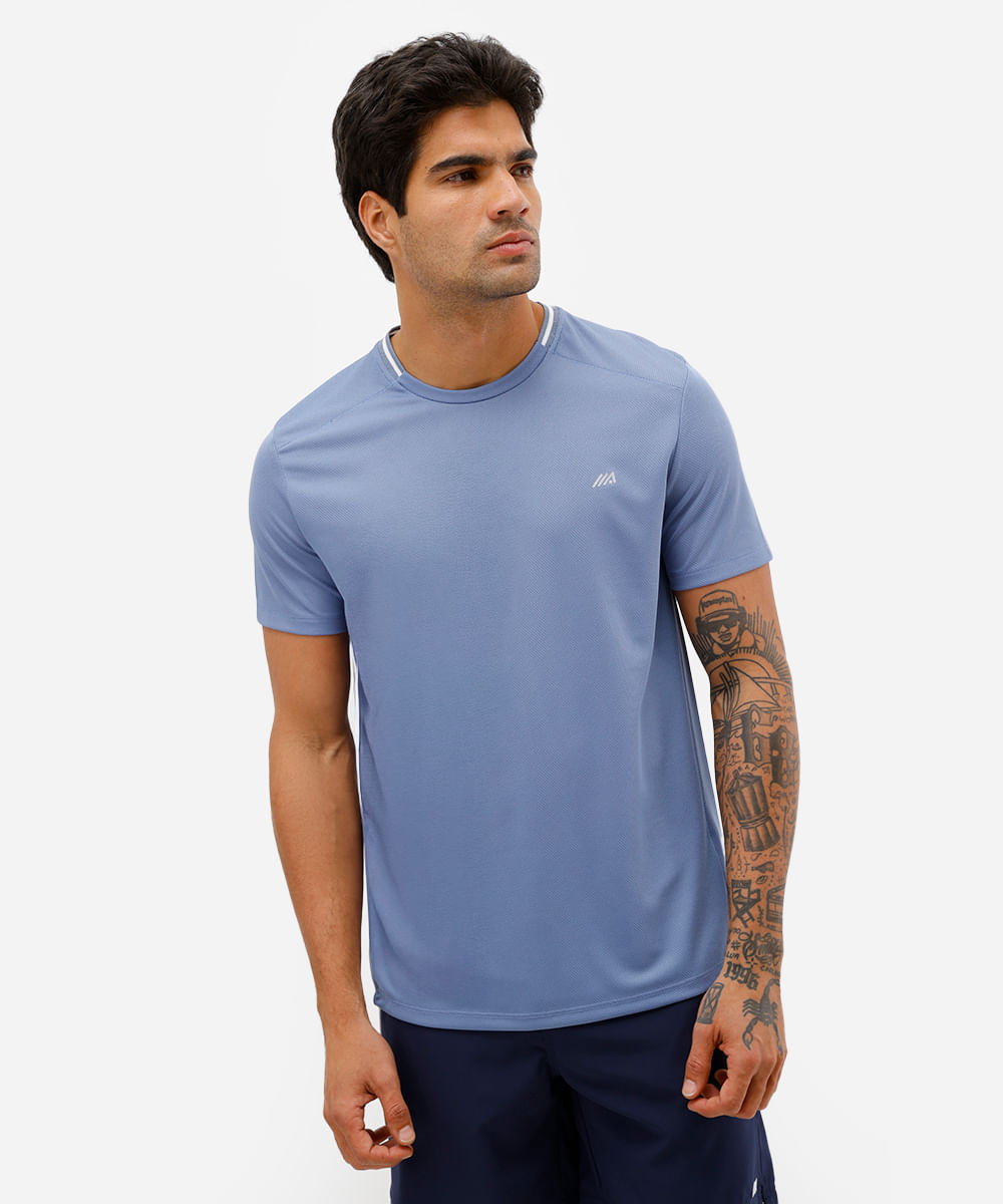 camiseta manga curta azul