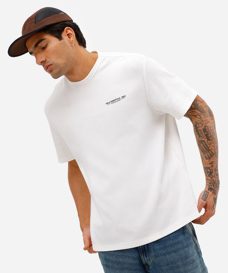 camiseta masculina de algodão estampada off white