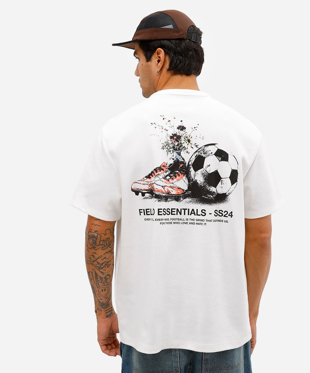 camiseta masculina de algodão estampada off white
