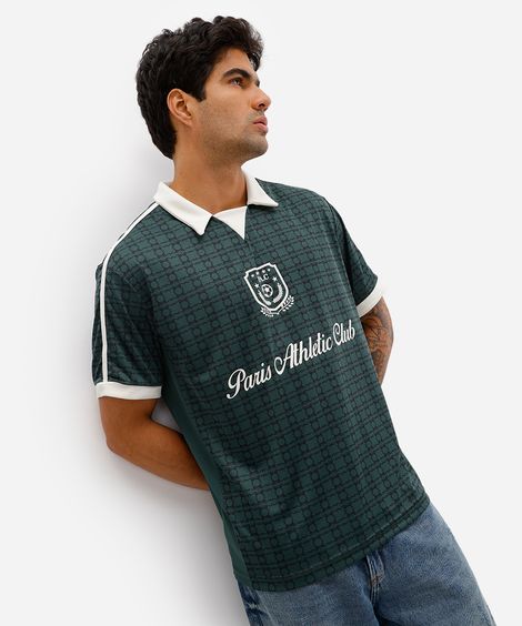 camiseta retrô unissex com gola manga curta paris verde