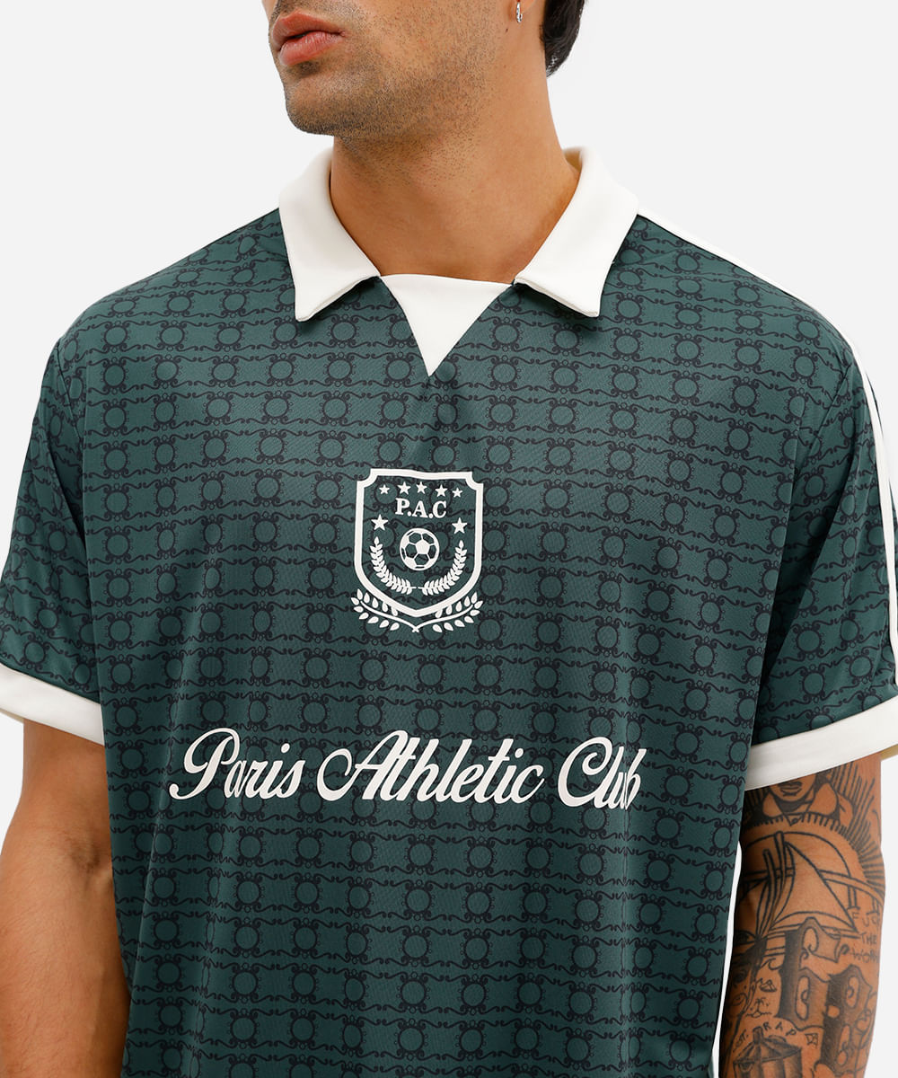 camiseta retrô unissex com gola manga curta paris verde