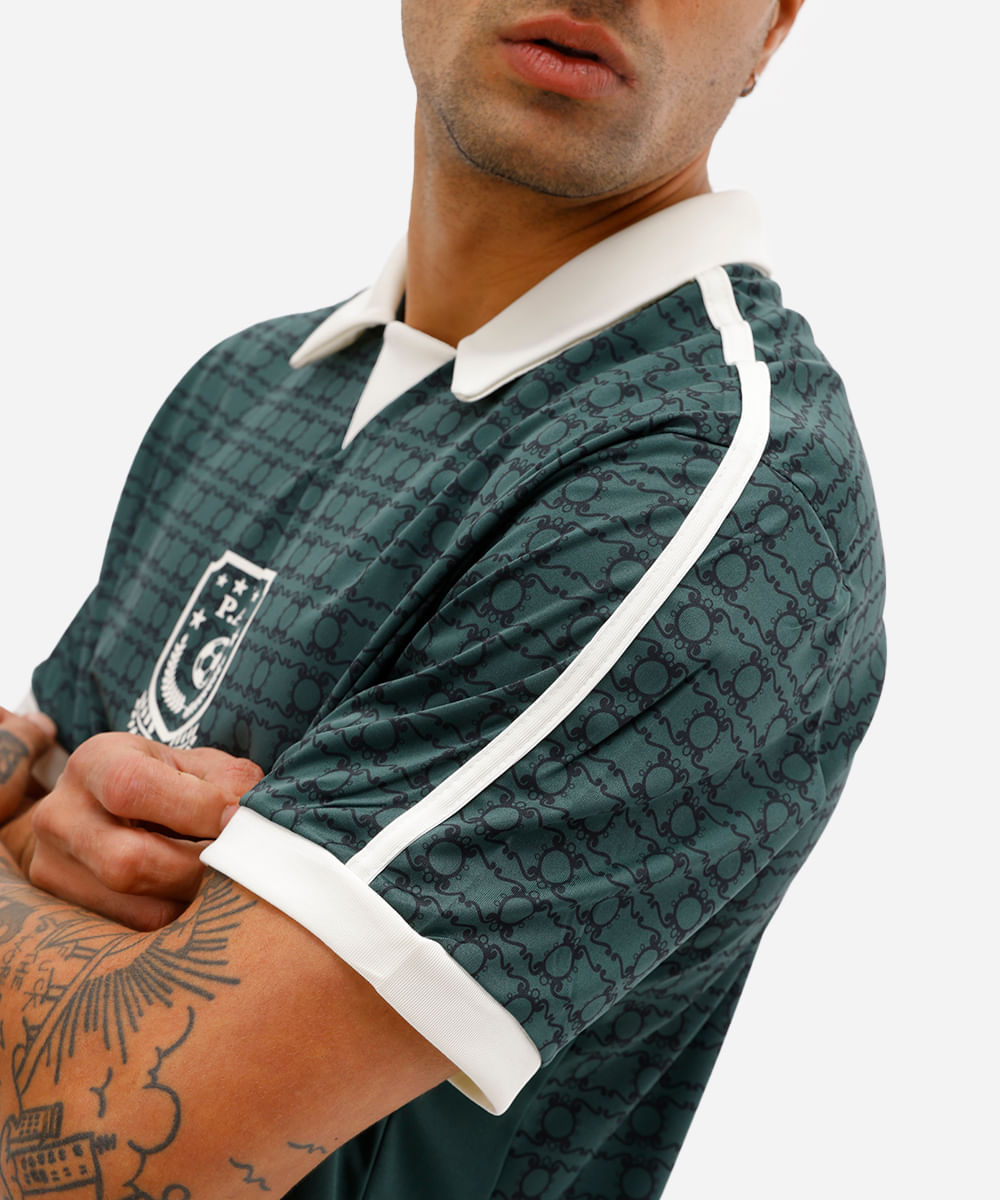 camiseta retrô unissex com gola manga curta paris verde