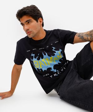 camiseta masculina de algodão batman preta