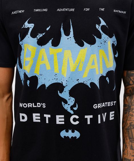 camiseta masculina de algodão batman preta