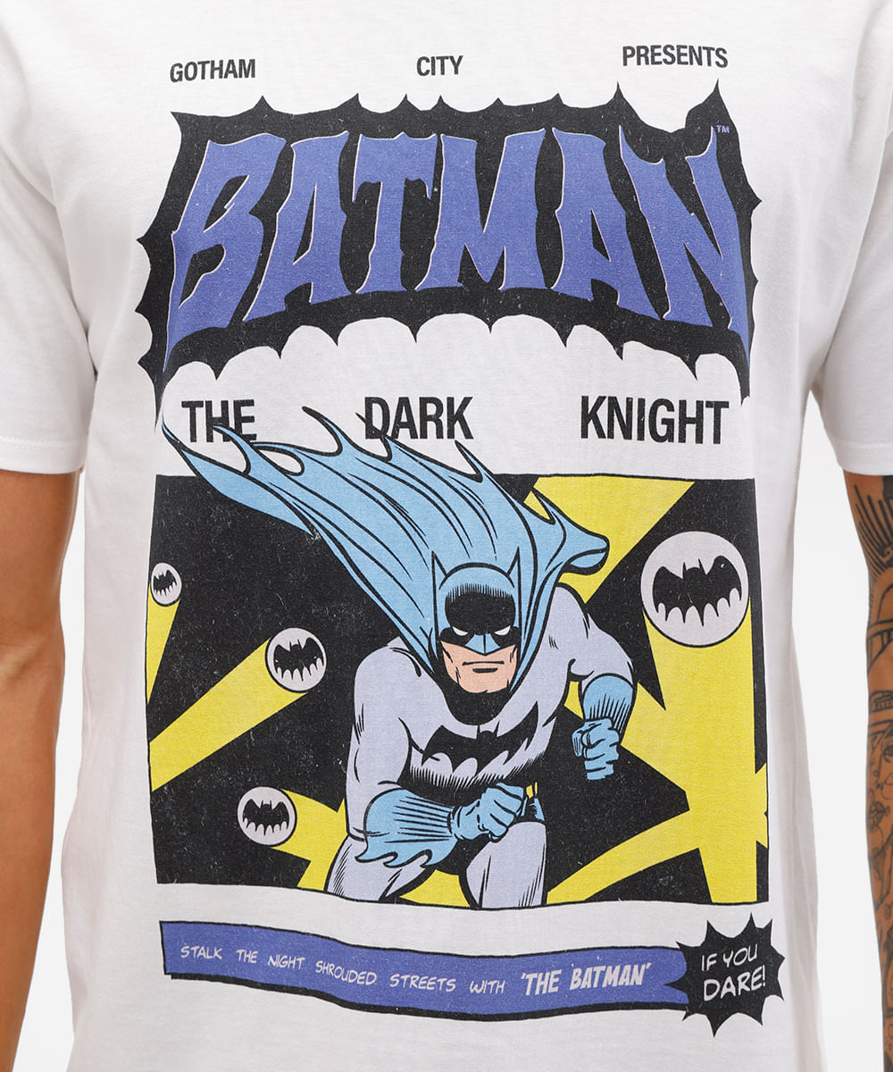 camiseta masculina de algodão batman off white