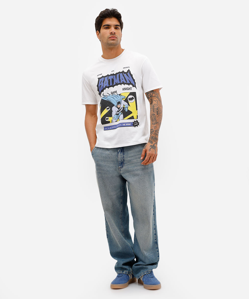 camiseta masculina de algodão batman off white