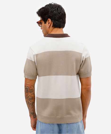 polo masculina de tricot listrada colorida