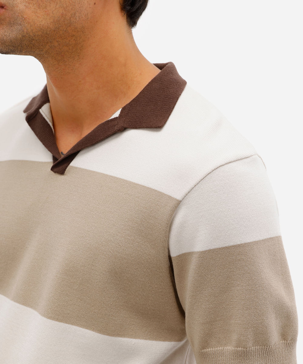 polo masculina de tricot listrada colorida