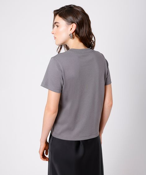 camiseta feminina de algodão peruano slim mindset cinza
