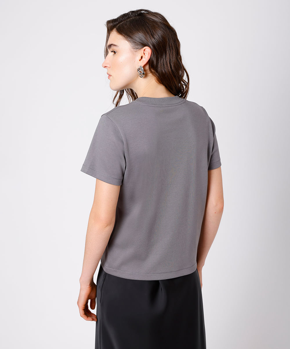 camiseta feminina de algodão peruano slim mindset cinza