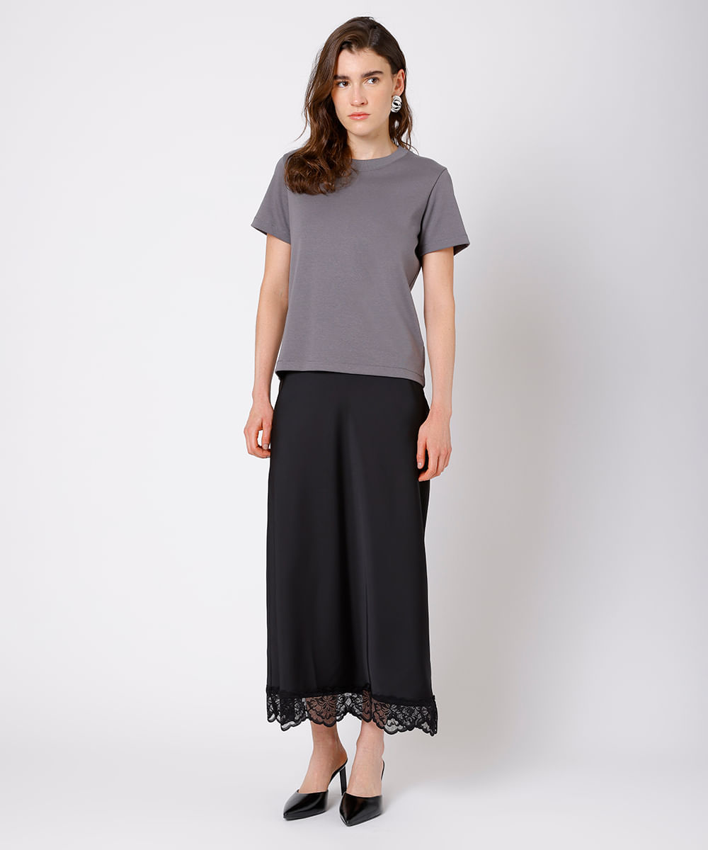 camiseta feminina de algodão peruano slim mindset cinza